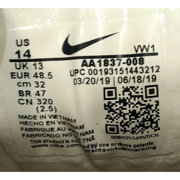 Nike Roshe G Spikeless Mens Golf Shoes | Size 14 | Black White AA1837-008 main image 12